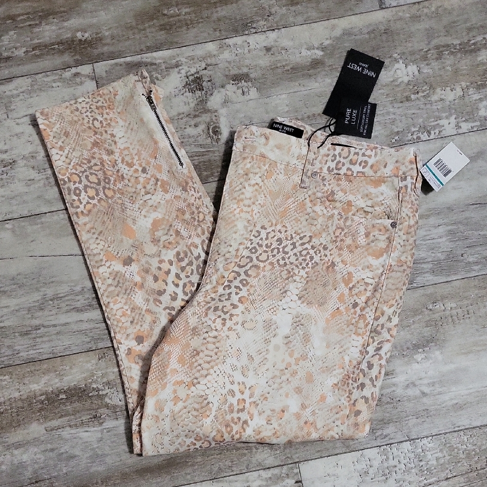 Nine West Sophia High-Rise Skinny Animal Print Crop Jeans